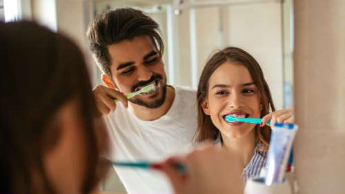 couple maintaining their oral health at home in Milwaukee