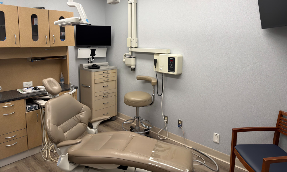 dental chair and computer in our treatment room